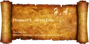 Hemmert Arnolda névjegykártya